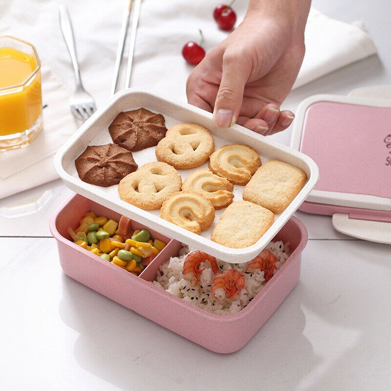 Leak-Proof Bento Lunch Box For Kids School Food Container Japanese Microwave Bento Box Wheat Straw Child Lunch Box