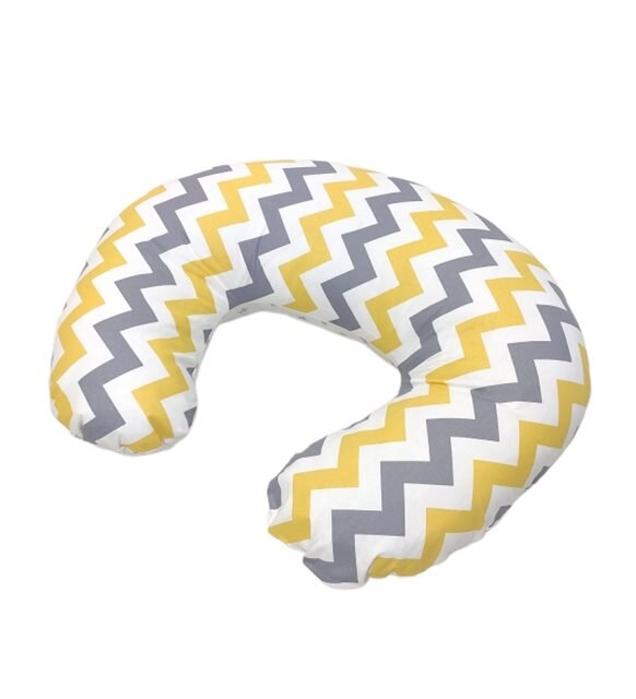 Borstvoeding Kussen Voor Baby &#39;S Met Zigzag Patroon Met 100% Katoen Voor Borstvoeding En Zitten: grey-yellow