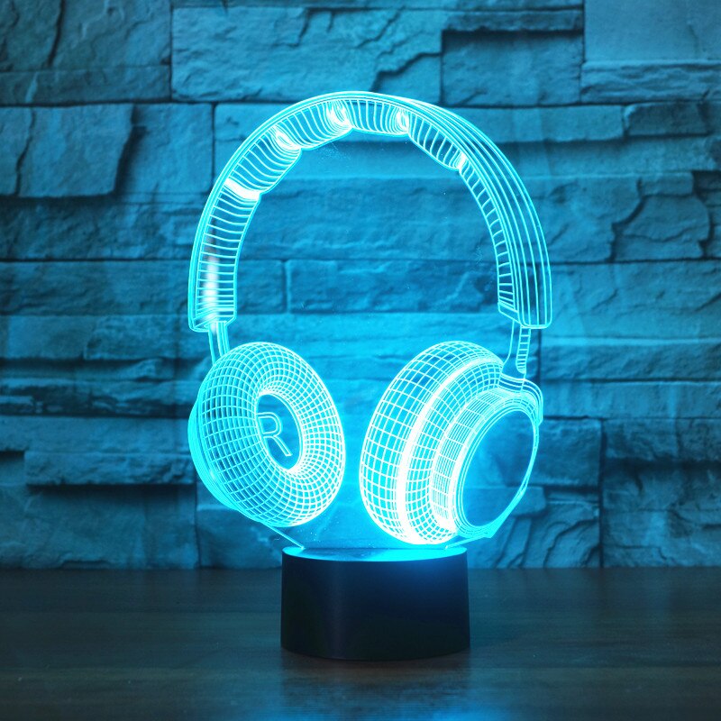 3D DJ Hoofdtelefoon Illlusion Lamp Studio Monitor Headset hifi Muziek Oortelefoon 3d Nachtlampje Kleur slaapkamer Tafellamp Home decor led