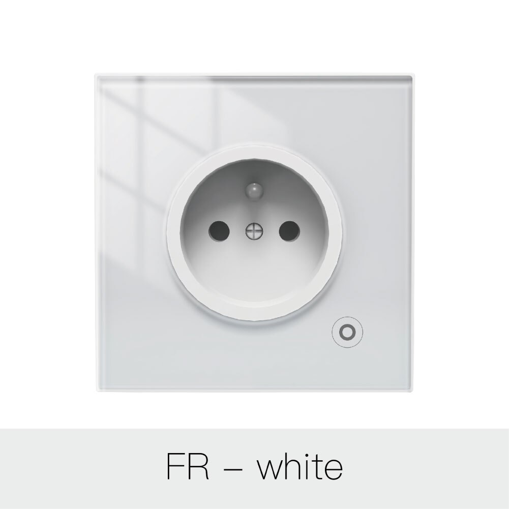 Wifi Tuya Smart Stopcontact Glas Panel Outlet Power Monitor Touch Plug Relais Status Licht Modus Verstelbare Smart Leven App alexa: FR White
