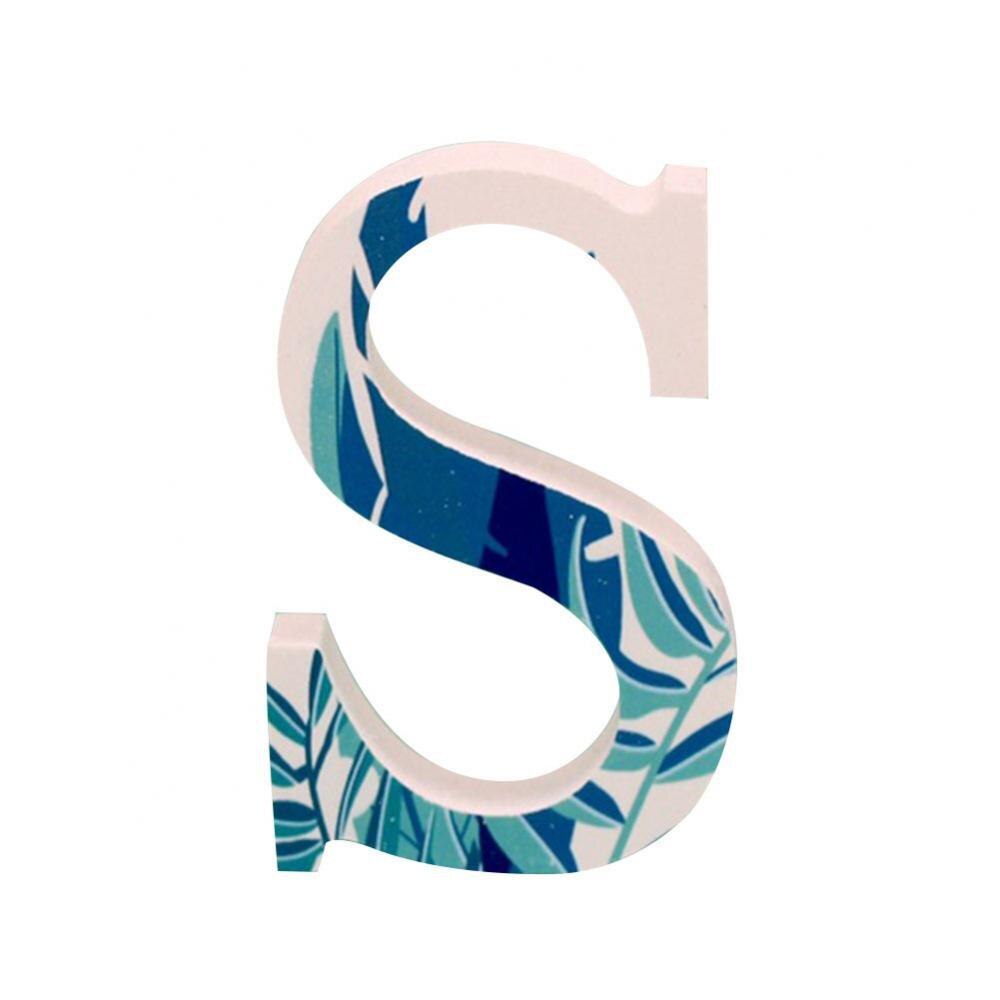 1Pc A to Z Summer White Tropical Plant Wooden Letter English Alphabet DIY wood Art Home Wedding Party Decoration