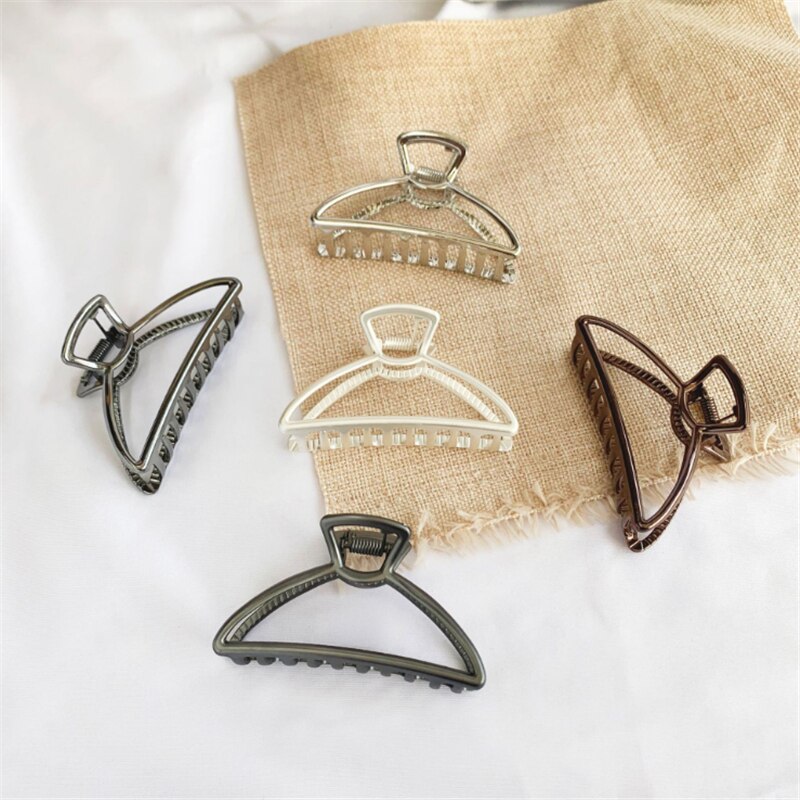 Women Girls Geometric Hair Claw Clamps Metal Hair Crab Barrettes Solid Color Hairpin Large Size Hair Accessories