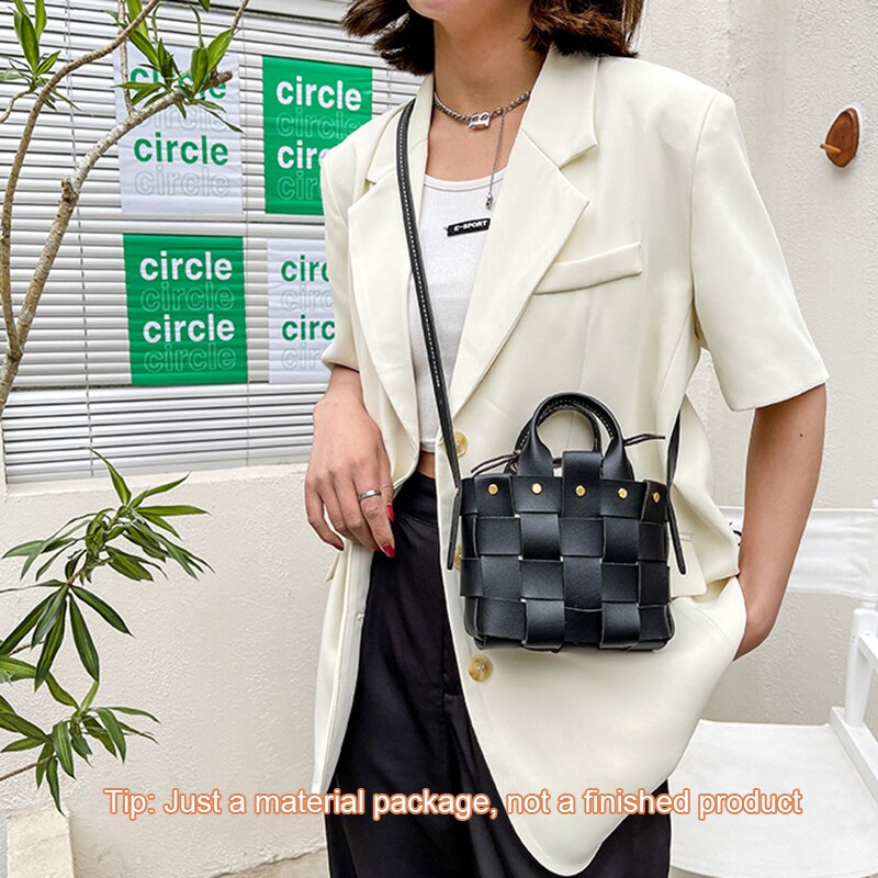 Mini Tas Handgemaakte Naaien Materiaal Diy Handtas Schoudertas Maken Materialen Pakket Handwerk Geweven Zak Self-Made Accessoires: Black l