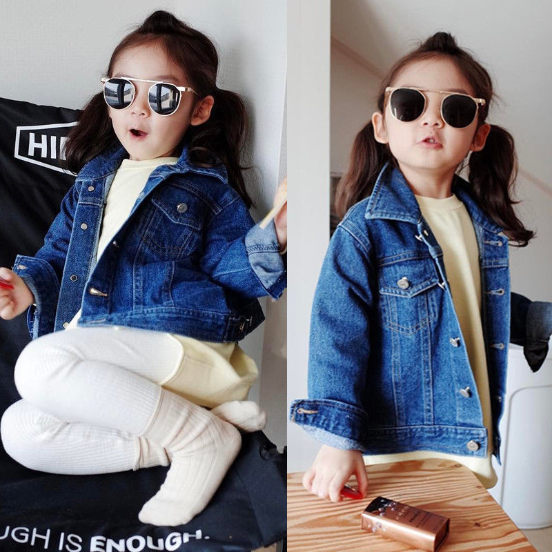 Brand Toddler Infant Children Kids Girls Denim Jean Fall Jacket Button Coat Outwear Tops Spring Autumn Clothes 1-6Y