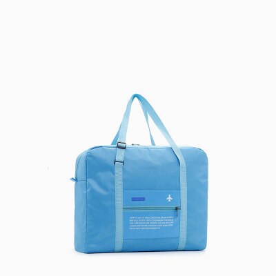 Hylhexyr Nylon Foldable Travel Bag Large Capacity Handbags Short Trip Luggage Bags Duffle Bag Organizer For Women Men: Handbag Blue