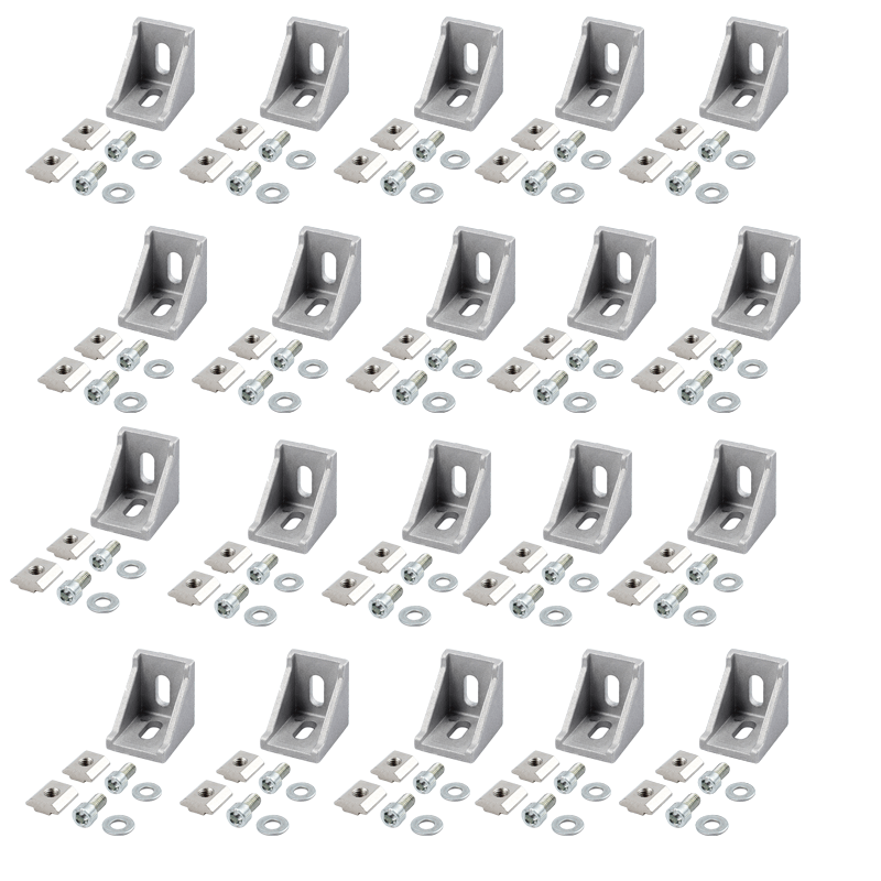 20 Pcs 3030 Corner Fitting Angle Aluminum Connector Set Bracket Fastener Aluminum Profile Accessories Connector Fasten Screws