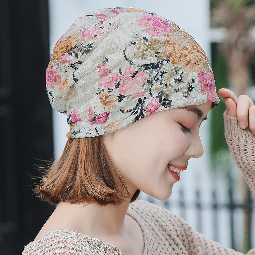 Kvinder blomst muslim cancer kemo hat hue tørklæde turban hoved wrap cap trykt hovedbeklædning dame hatte  #t5p