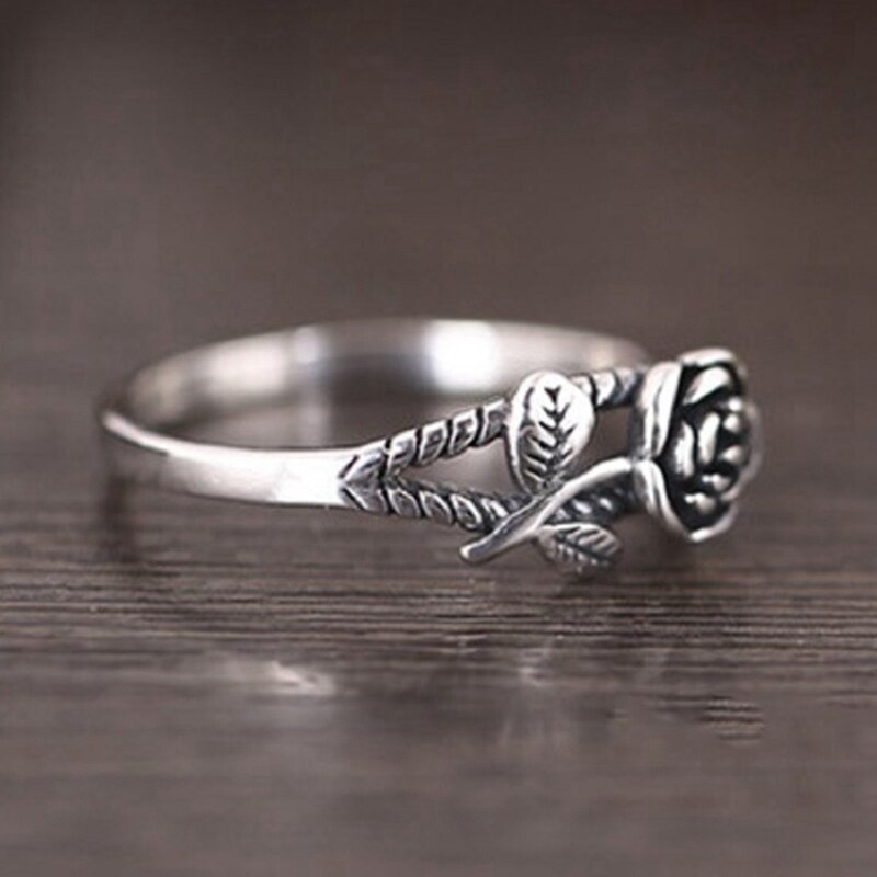 Zilver Kleur Rose Bloem Ringen voor Vrouwen Lover Engagement Romantische Mode Sieraden Plant Bloem Ring