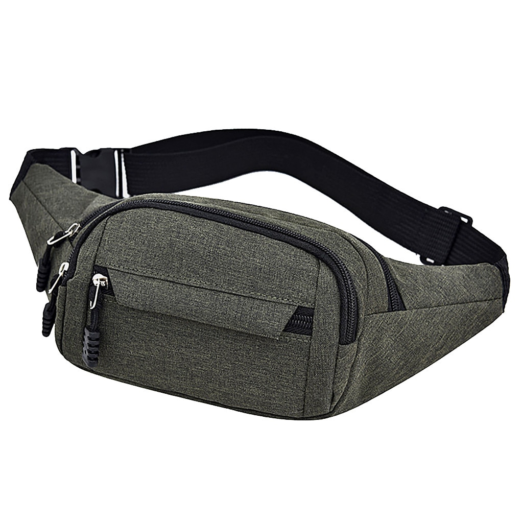 Mannen En Vrouwen Taille Tas Eenvoudige Leisure Pure Kleur Taille Packs Mode Oxford Sport Fitness Taille Packs Bag: green
