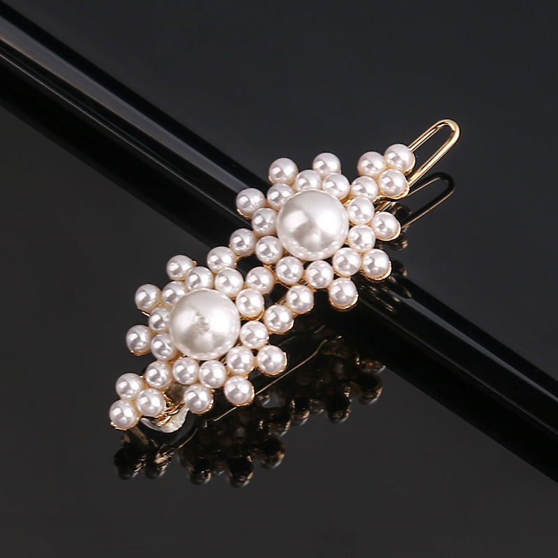 Horquilla de aleación geométrica de pentagrama de perlas de arco de para niña, Clip para el cabello minimalista, accesorios para el cabello con forma de corazón de diamante: Púrpura claro