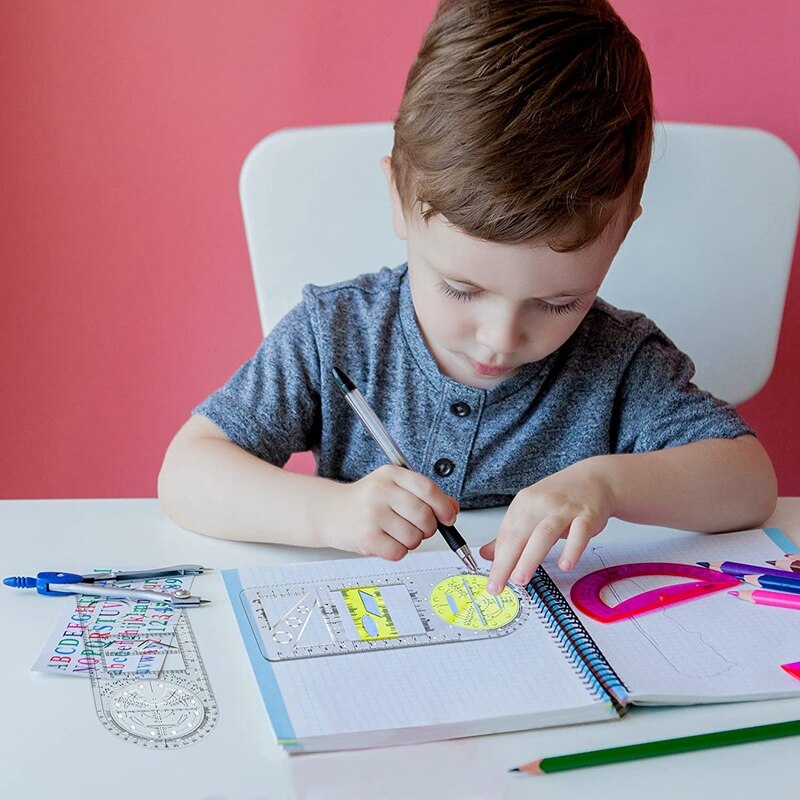 3 Pieces Multifunctional Geometric Ruler Mathematics Drawing Ruler Measuring Tool Geometric Measuring Draft Rulers