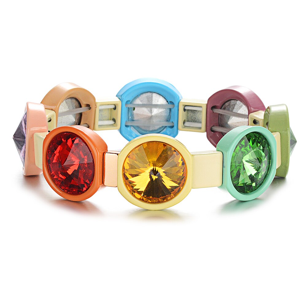Bracelets en cristal couleur bonbon arc-en-ciel, bijoux avec trou en émail, bracelet bohème pour femme  s192: S192-16