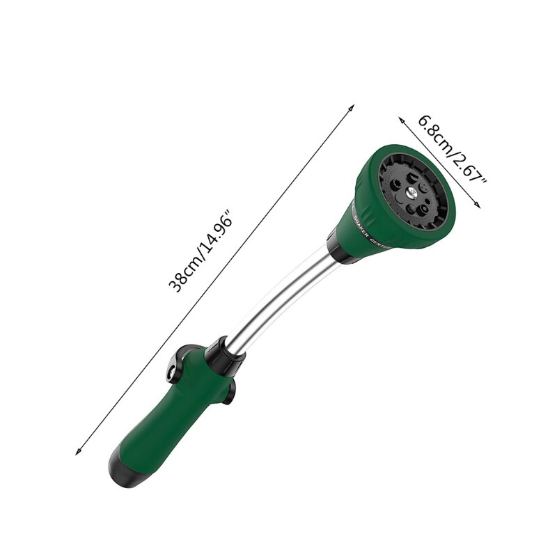 G5AB Garden Hose Watering Wand Sprayer Wand 8 Watering Patterns Adjustable Rain Wand Ergonomic Handle with One Touch Valve