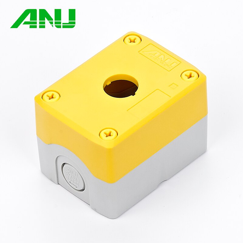 Waterproof Push Button Switch Box Suit For Emergency Stop Rotary Interruptor Yellow/Gray IP66 PC+ABS 1 Hole Control Box