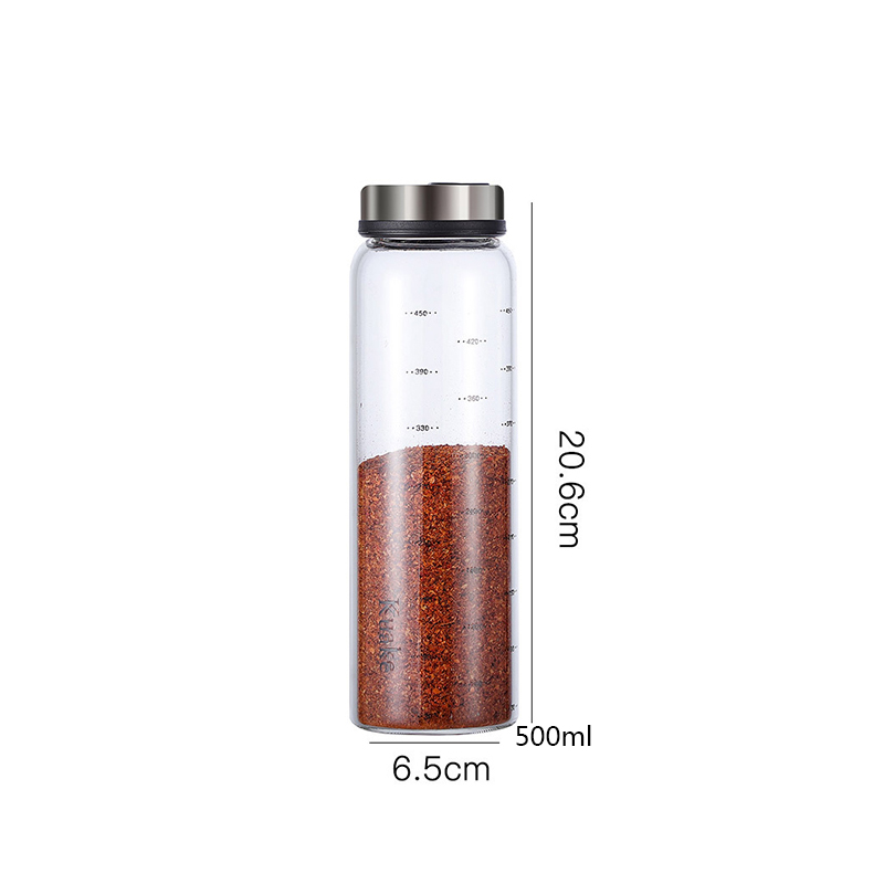 High borosilicate kitchen glass seasoning jar sauce vinegar salt condiment airtight bottle pepper spice shaker with rotating lid: set 3