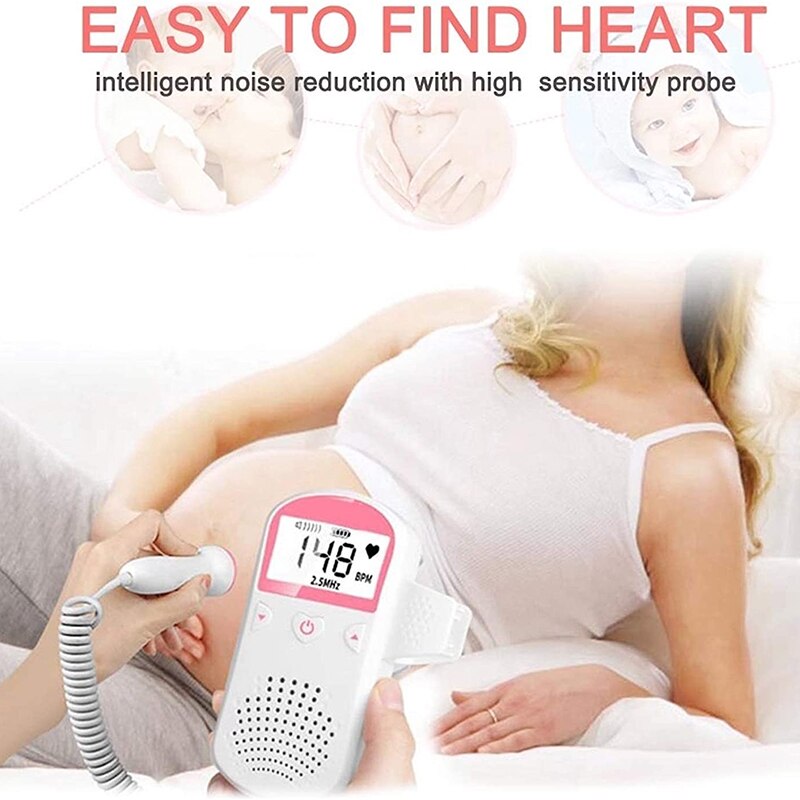 Fetal Upgraded 2.5MHz Fetal Home Pregnancy Heart Rate Monitor Baby Fetal Heart Rate Detector LCD Display No Radiation