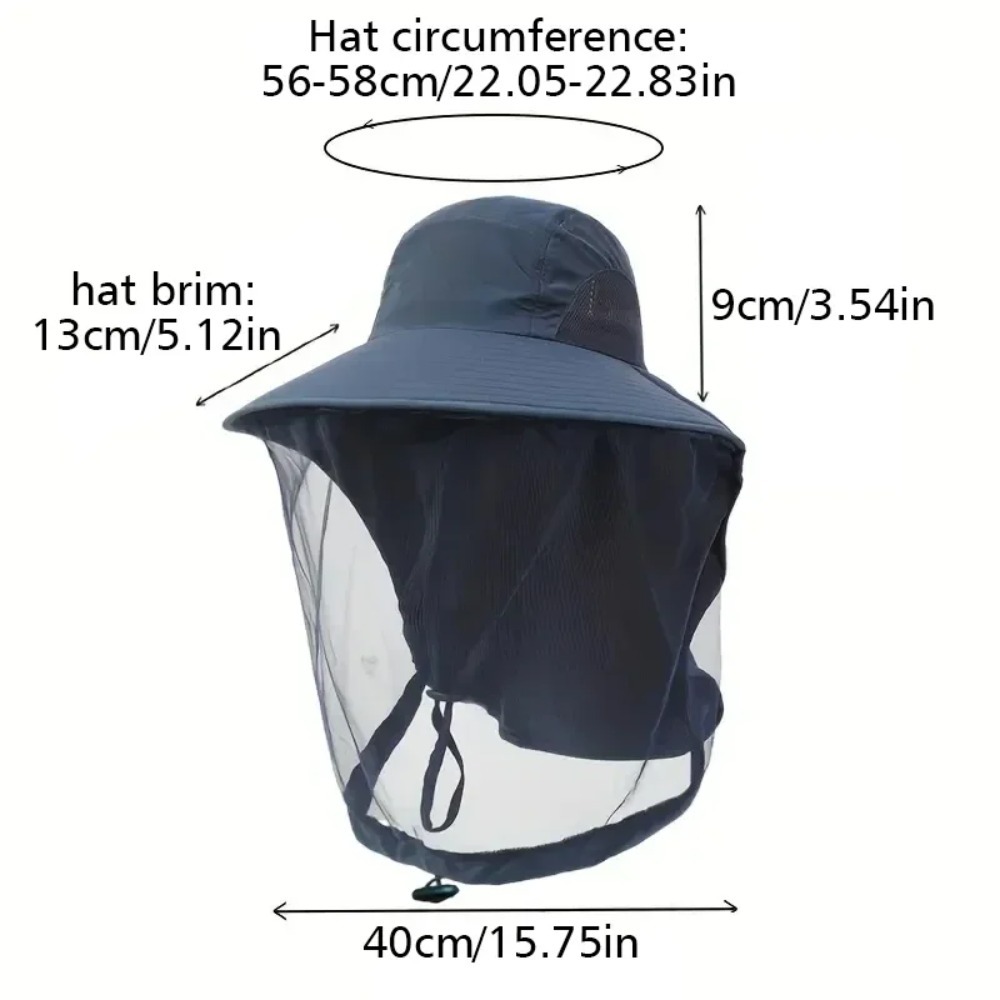 Chapeau de Pêche avec Filet Anti-Moustiques - Chapeau Soleil Pliable pour Randonnée Extérieure - Protection Insectes Unisexe