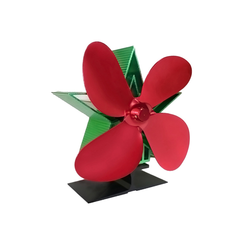 Black Fireplace 4 Blade Heat Powered Stove Fan Komin Log Wood Burner