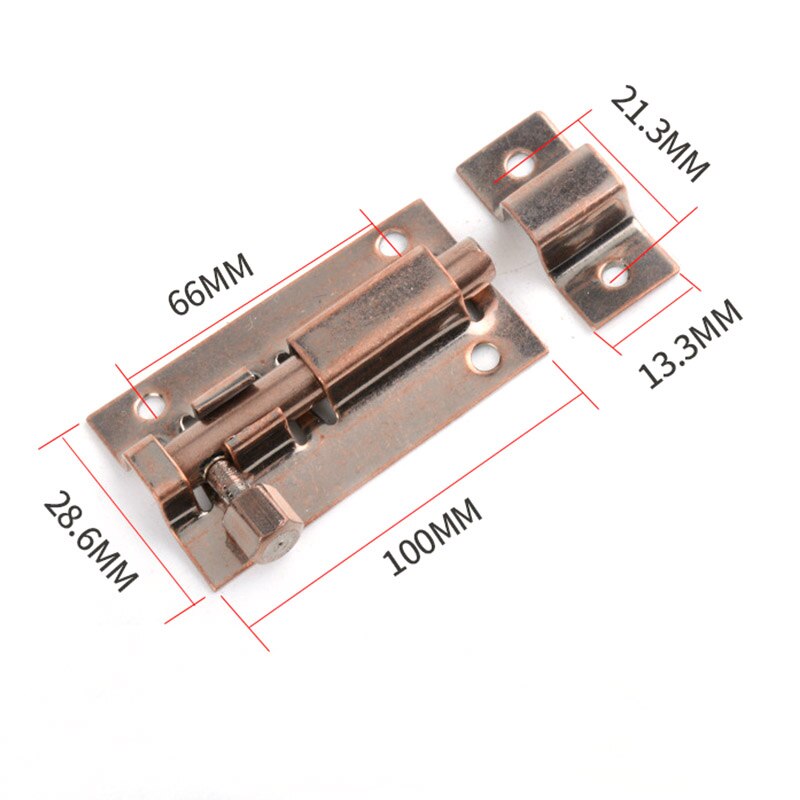 Verrou de porte en acier inoxydable, solide, coulissant, à loquet, agrafes, de 1.5/2/3/4 pouces, wzpi: Red Bronze 4 Inches