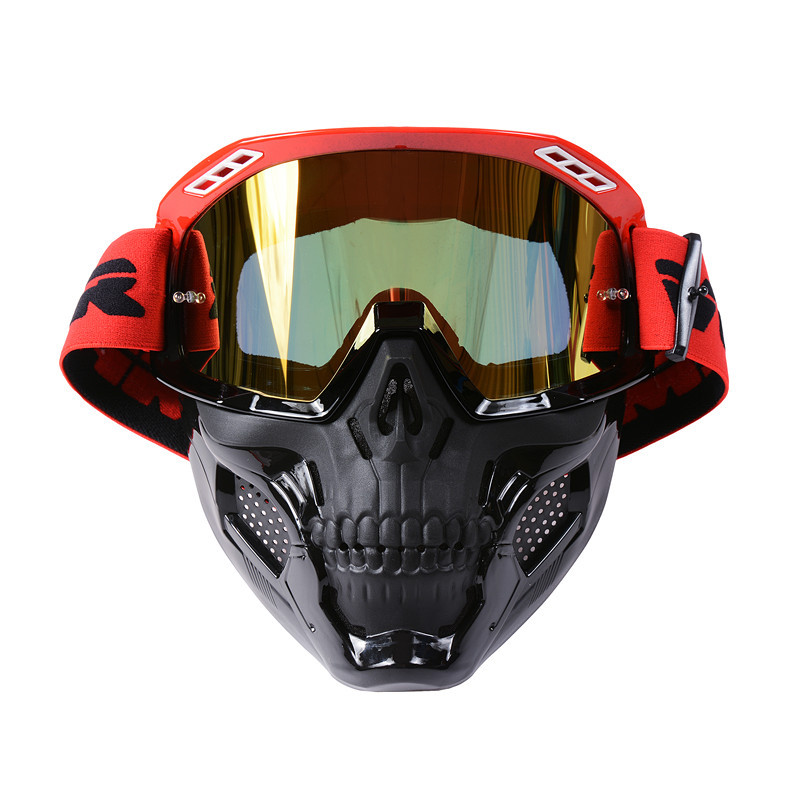 Helmbril 3/4 motorbril Uitneembaar offroad-masker Stof- en winddichte zandlocomotiefbril: Rood