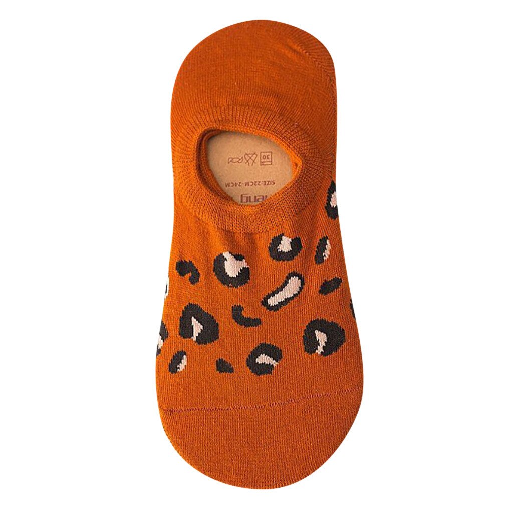 Gratis struts leopard bomullsstrumpor kvinna tofflor kort ankel mjuka korta strumpor båtstrumpor andas casual dam rolig strumpa: Orange