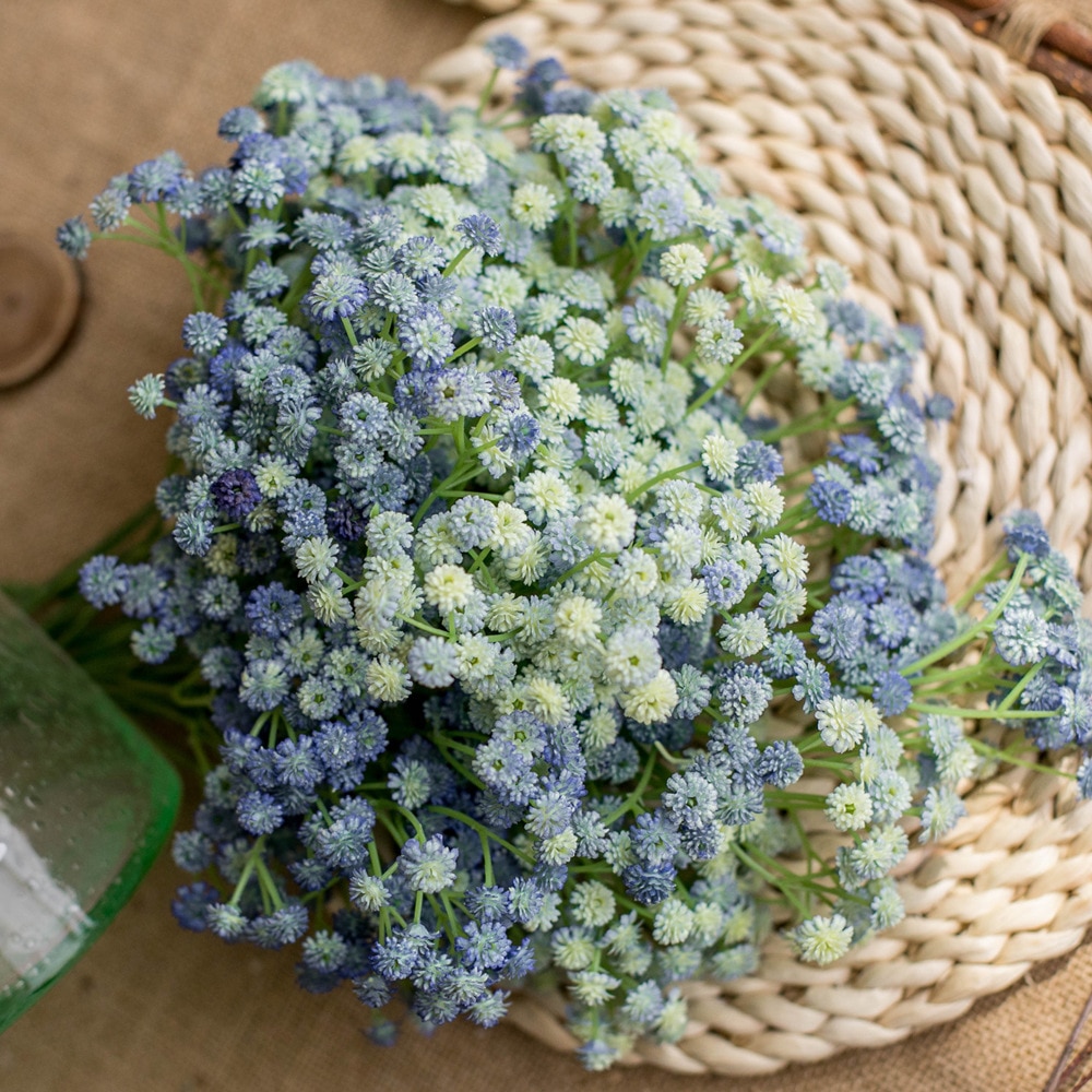 135 mini hoveder ægte følelse kunstig gypsophila bryllup dekoration fødselsdag gør det selv foto rekvisitter plast pu blomsterkrans