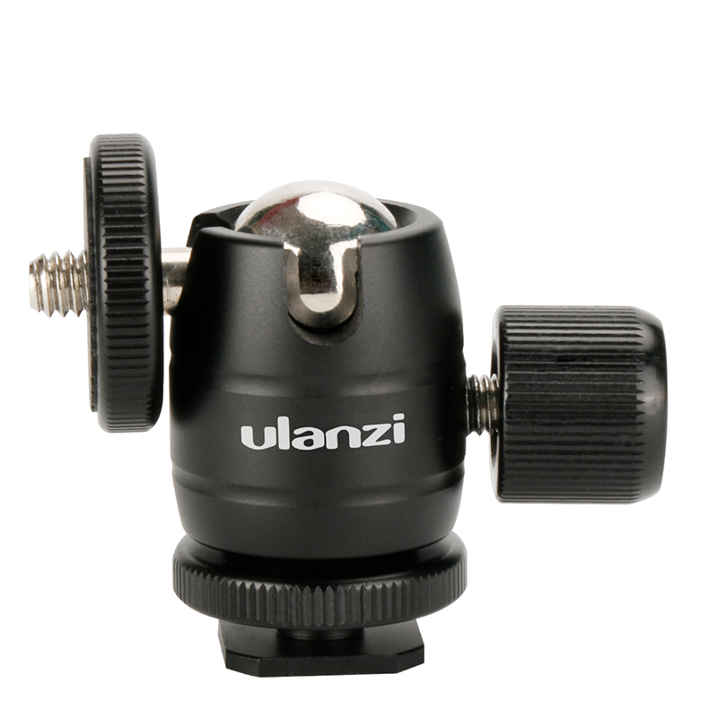 Ulanzi Mini Ballhead Tripod Ball Head Camera Holder Stand with Cold Shoe Adapter for Tripod/LED Monitor Stand DSLR Accessories