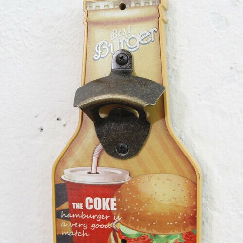 Retro Bronze OPEN HERE Wall Mounted Bottle Cap Opener Bar Kitchen Beer