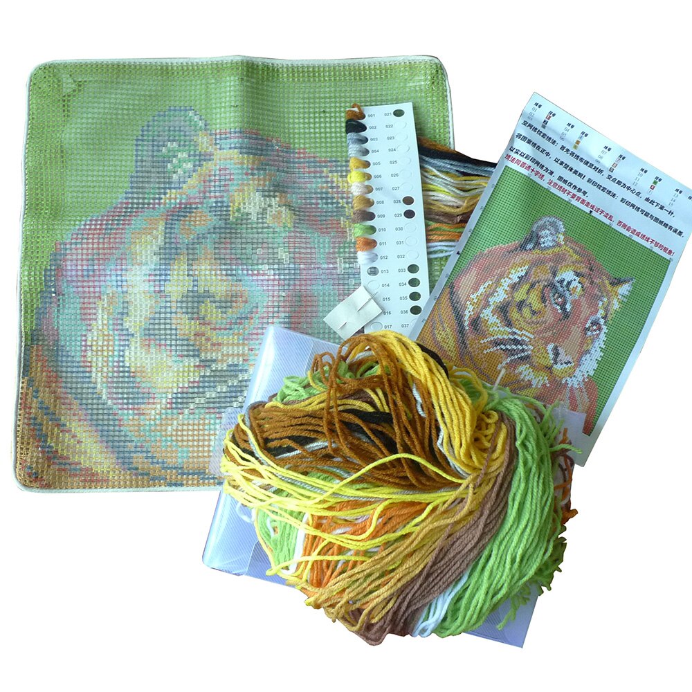 Kruissteek kussenhoes dieren familie bank kussen diy dikke kruissteek kits 100%  acryl garen kussensloop hobby & knutselen