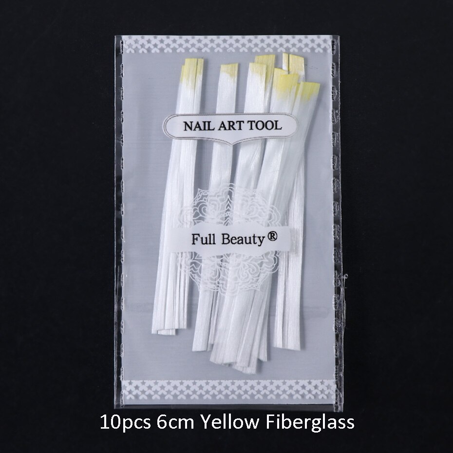 1m/2m/5m Nail Art Fiberglass For Nail Extension Building Clear Nails Fibernails Silk Acrylic Tips With Scraper Manicure SA1578: Yellow 10pc