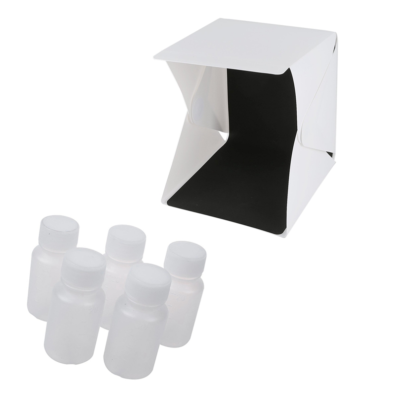 2 ensemble accessoires: 1 ensemble Photo Studio photographie LED LightLighting tente boîte souple & 1 ensemble 5 pièces 20Ml blanc Mini voyage vide Pla