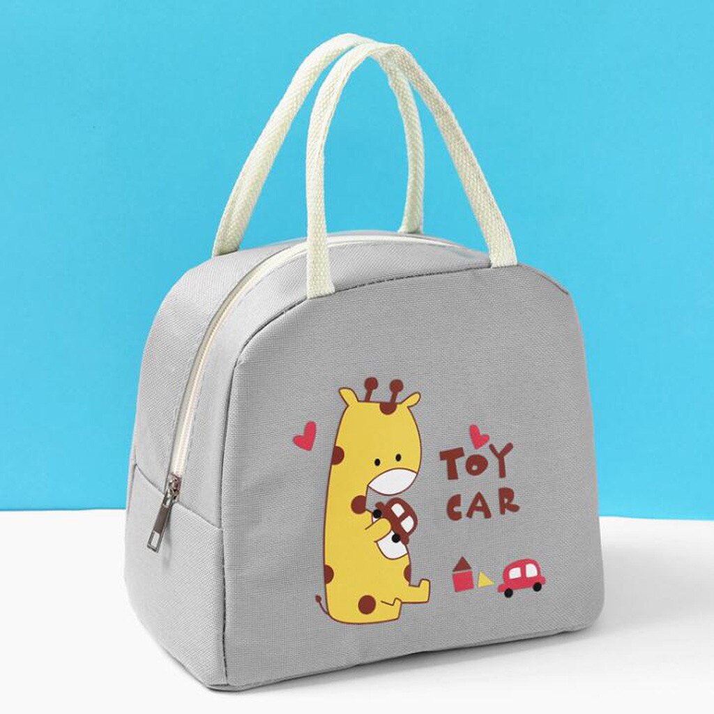 25# Cartoon Insulated Lunch Bag For Women Men Kids Cooler Tote Food Lunch Box Picnic Food Lunch Box Bag For Kid Girls Ladies: Gray 
