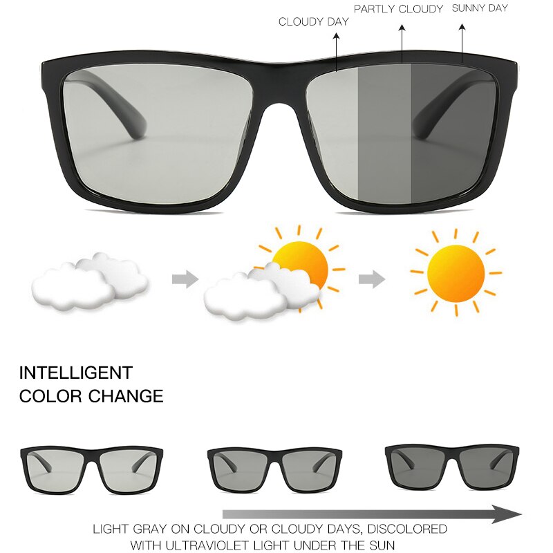 Meekleurende Vissen Zonnebril Mannen Gepolariseerde Rijden Kameleon Glazen Mannelijke Kleur Veranderen Zonnebril Dag Nacht Bestuurder Eyewear