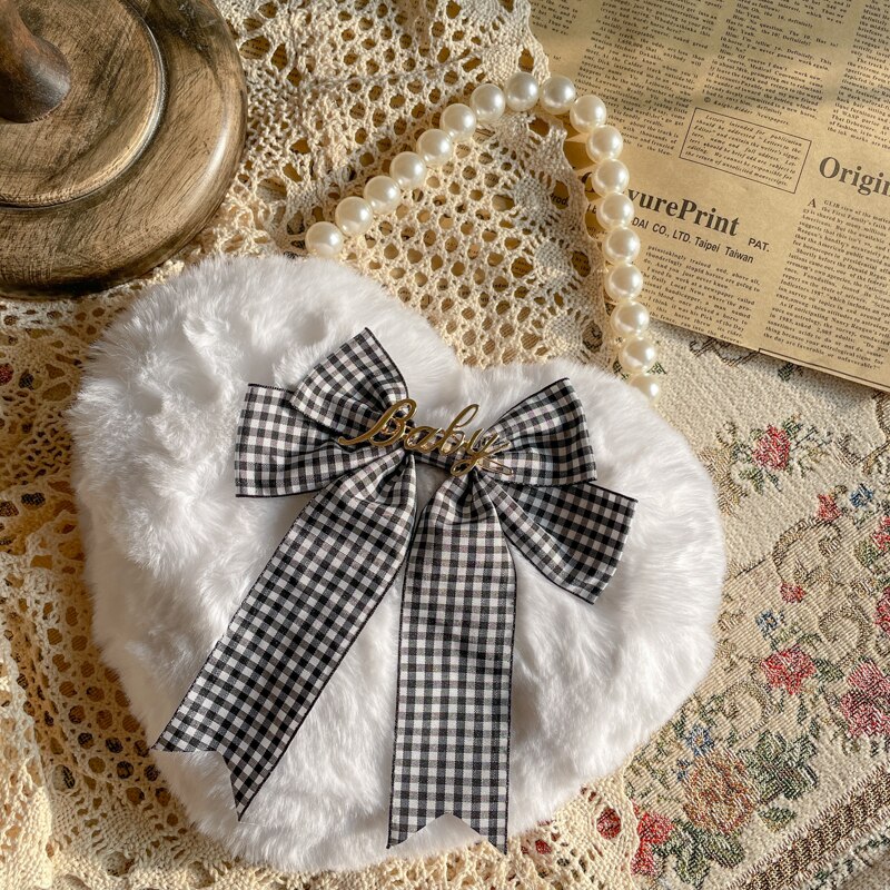Lolita Original casera blanca para hacer a mano, linternas de amor suaves, bowknot, portátil: Black Plaid