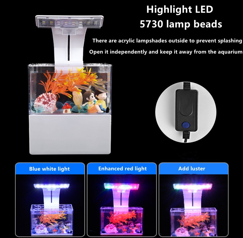 Fish tank landscaping small desktop mini office fish fighting micro landscape self circulation ecological fish tank