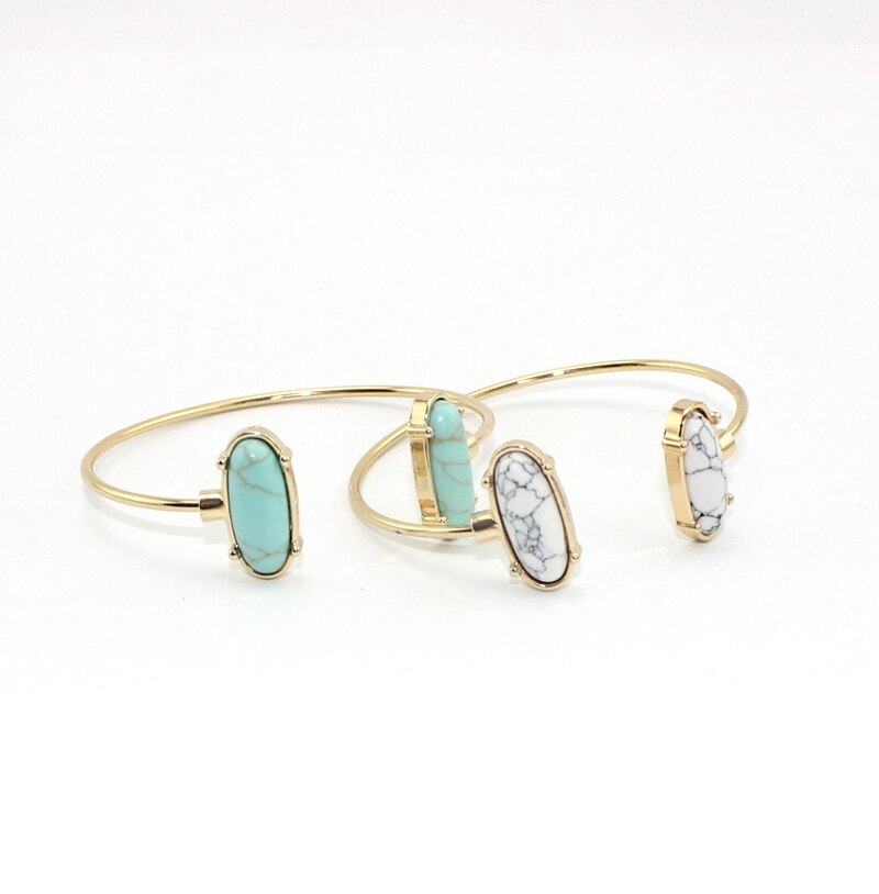 white green stone simple copper bangle personality cute oval cuff bracelets & bangles for women