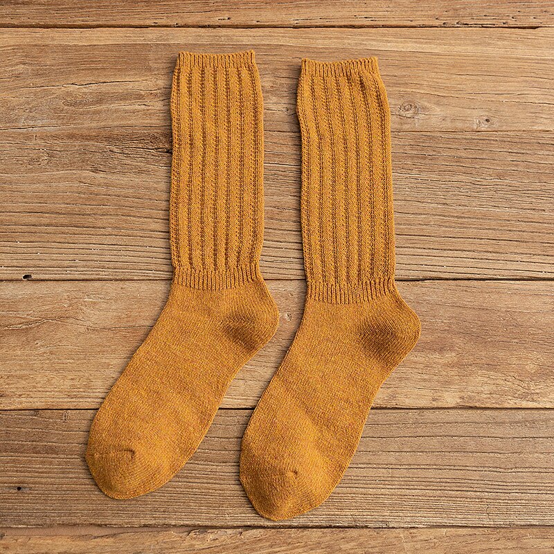 Harajuku Woollen Women Socks Soft Cotton Women Socks Solid Color High Tube Socks For Girls Winter Cute Thick Pile of Socks Lady