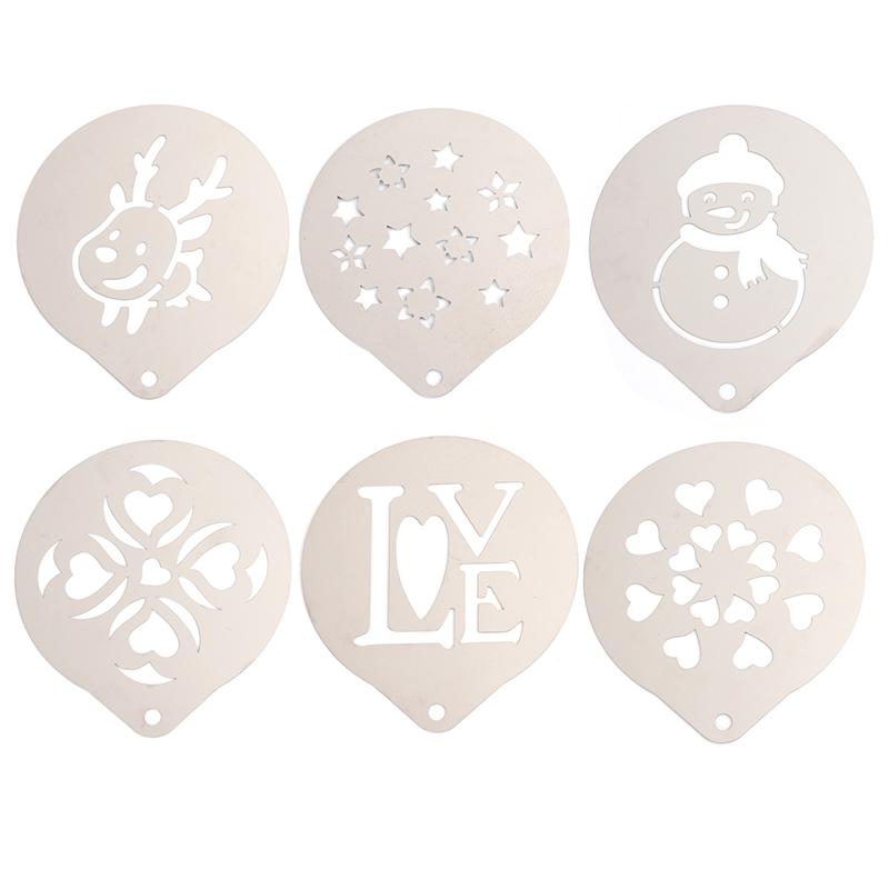 6 stücke Kaffee Schablonen Edelstahl DIY Cappuccino Latte Milch Kunst Vorlage Druck Modell Coffeeware (Verschiedene Stil 5): Stil 3