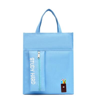 Students' Tutorial Bags A4 Canvas Waterproof Hand Bag Pencilbag Large Capacity Schoolbag Office School Supplies: 5