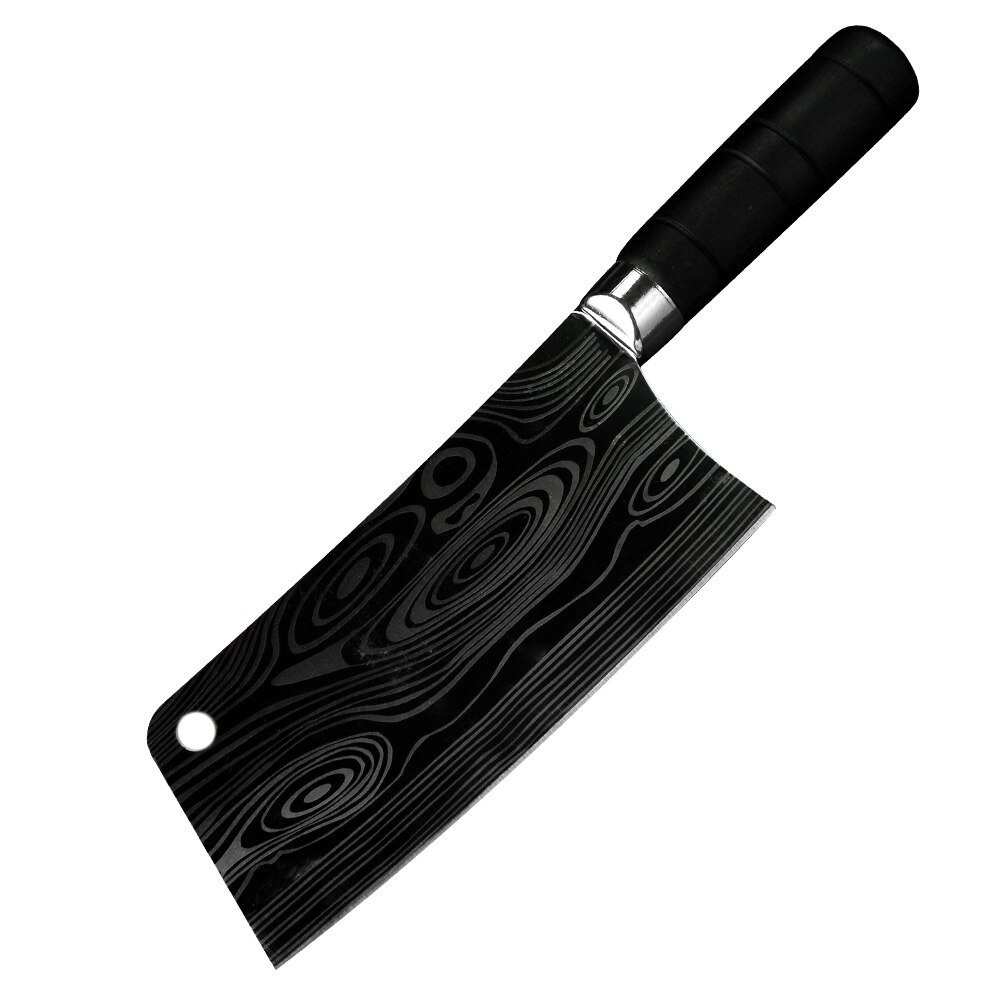 Couteau de boucher tranchant de 7 ''en acier inoxydable, ustensile de boucher, dinde, poulet, os de poisson, outil de cuisine, couteau de Chef à motif damas: A