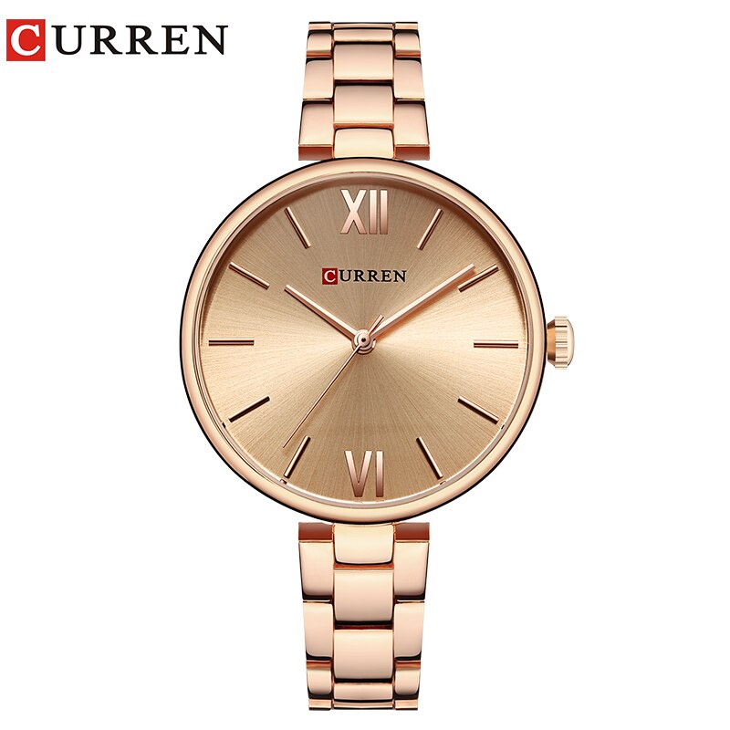 CURREN Vrouwen Horloge Mode Luxe Horloge Reloj Mujer Rvs Vrouwelijke Klok Quartz Armband Horloge Klok: rose