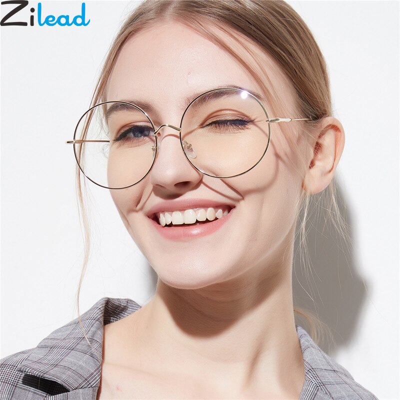 Zilead Oversize Round Glasses Frame For Women&amp;Men Retro Metal Clear Len Glasses Optical Spectacle Glasses Eyeglasses Unisex