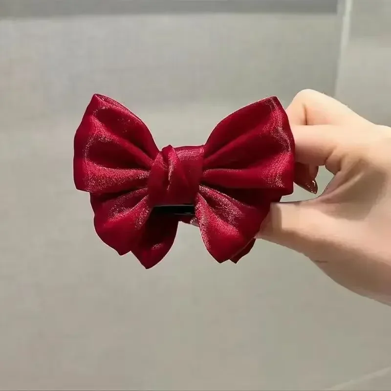 Pinza para el pelo con pajarita para mujer, coleta de terciopelo, pinza para el pelo grande fija, accesorios para la cabeza de Color sólido, para niña: Cobre
