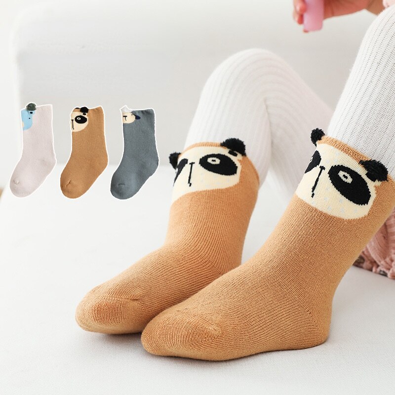 3 paia 0-4T calzini per bambini autunno e inverno tenere al caldo cartone animato spugna ispessita calzini per ragazzi e ragazze neonati Bebes accessori