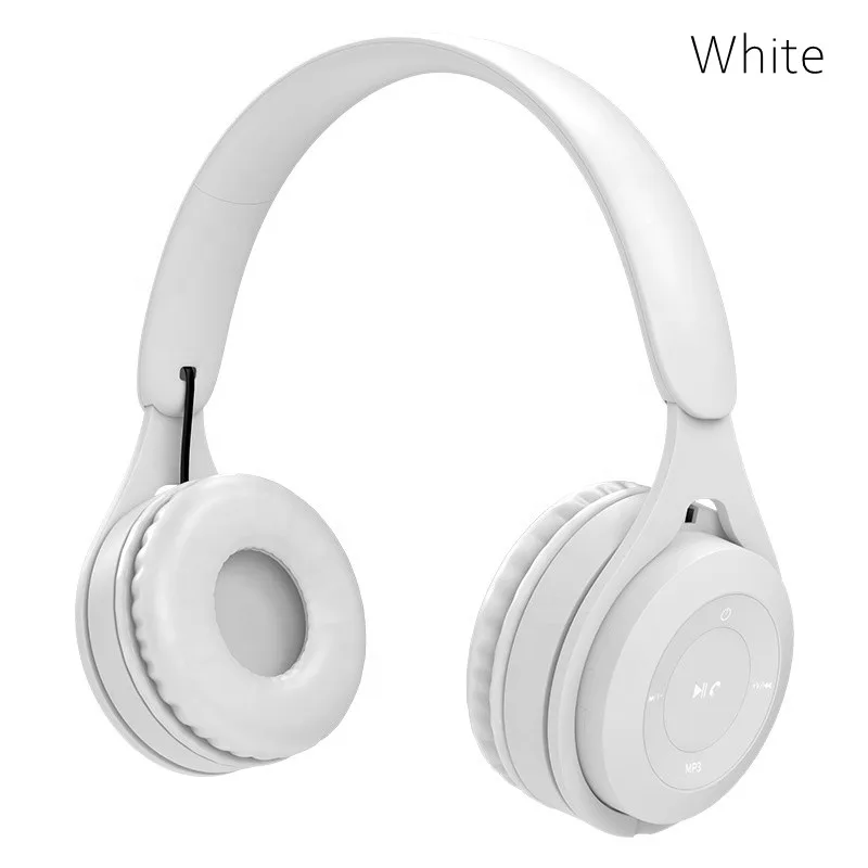 Børnehovedtelefoner trådløse bluetooth-øretelefoner stereo foldbare hjelme gaming headset over-ear hovedtelefoner til android ios: Hvid