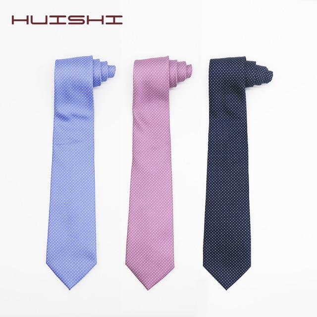 Huishi 8 cm smala prickiga slipsar för män slimmade polyesterhalsslipsar prickiga män polyesterslipsar för herrar