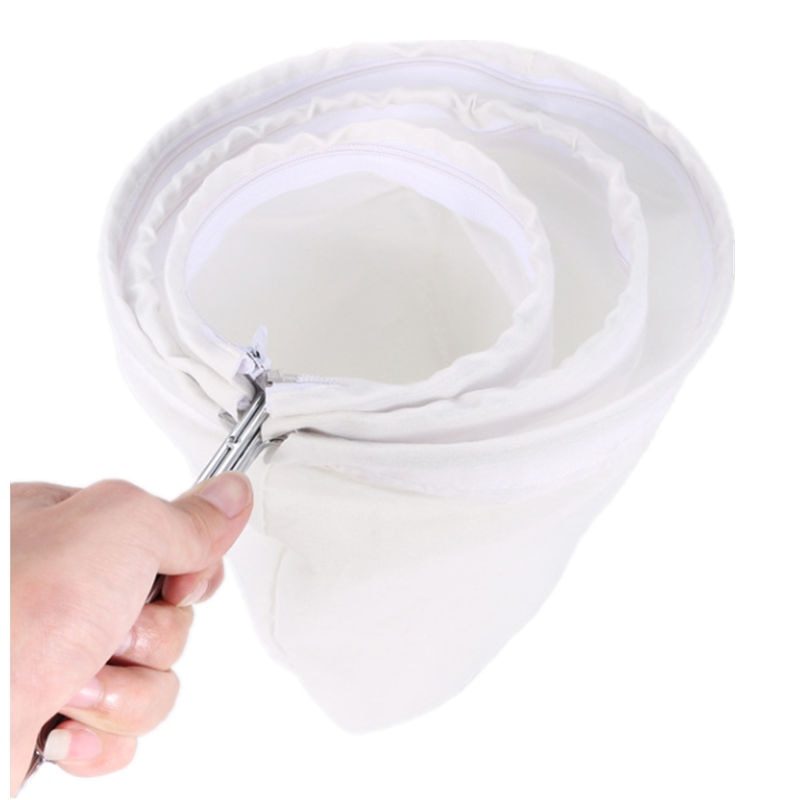 Thai Tea Filter Stainless Steel Traditional Thai Style Asian Pulled Tea Strainer with Zipper Removable Strainer Sock
