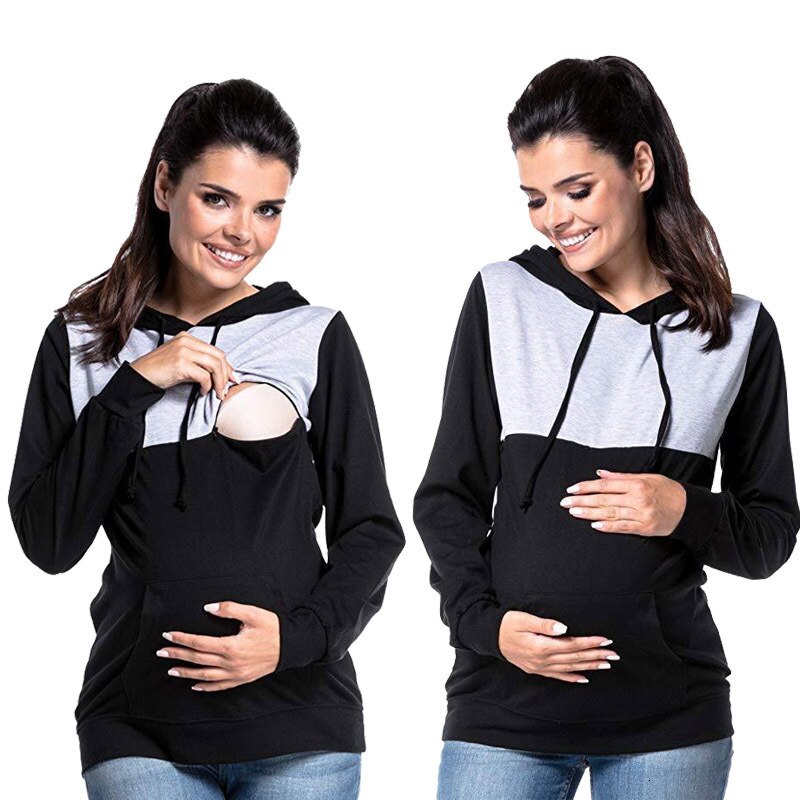 Orthographe couleur femme enceinte vêtements Lactation capuche maternité hiver vêtements Embarazada Parent vêtements hauts