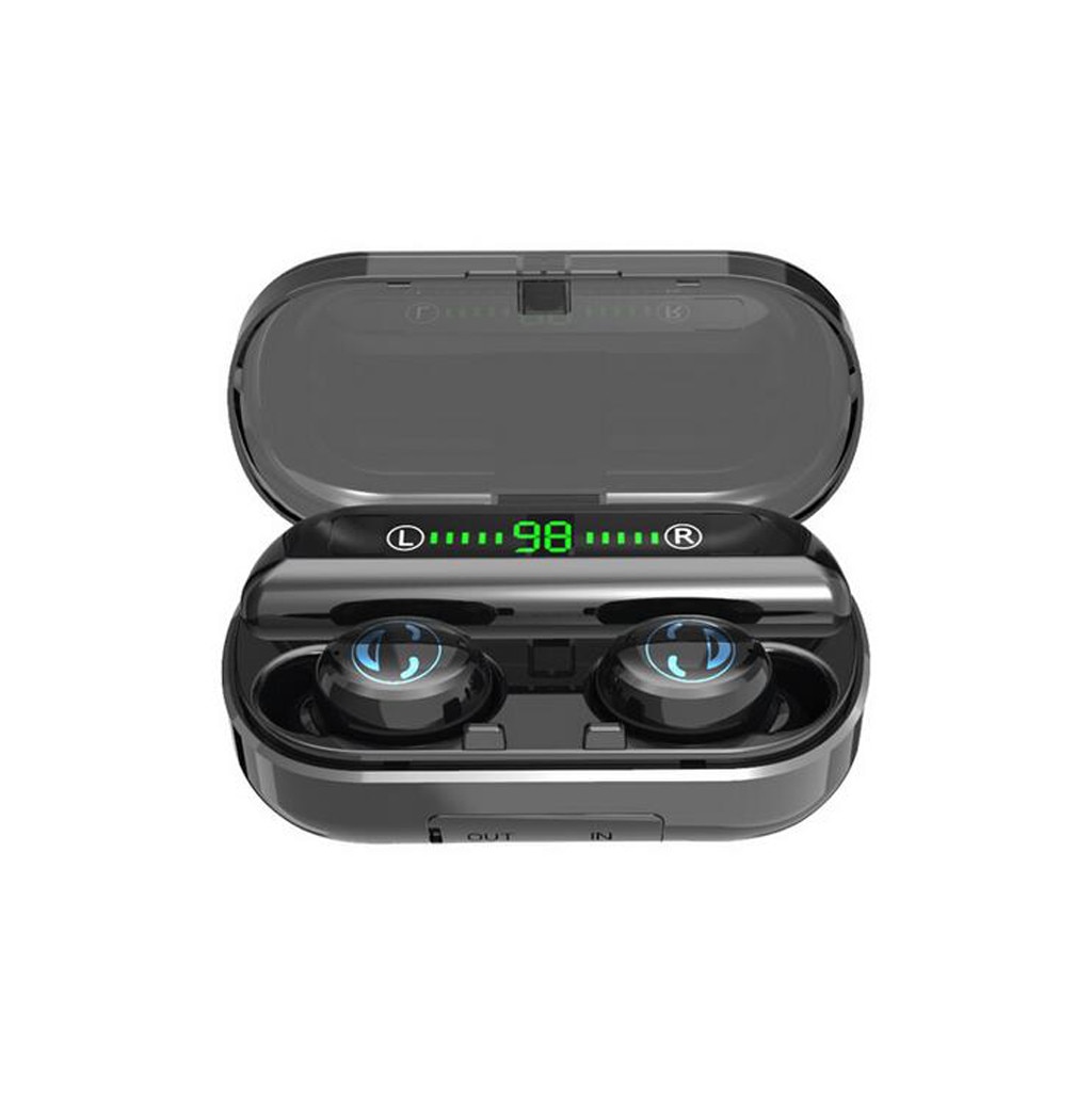 Draadloze Koptelefoon Bluetooth 5.0 Sport Draadloze Koptelefoon Led Digitale Display Tuur Stereo Oordopjes Met Microfoon Headset: Black 