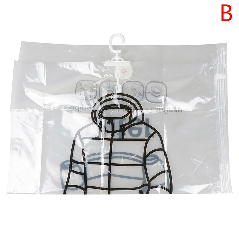 Travel Closet Hanging Vacuum Bag Hanger Space Saving Clear Seal Wardrobe Compressed Bag: M Compressed Bag
